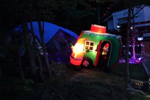 Camper with Christmas decorations